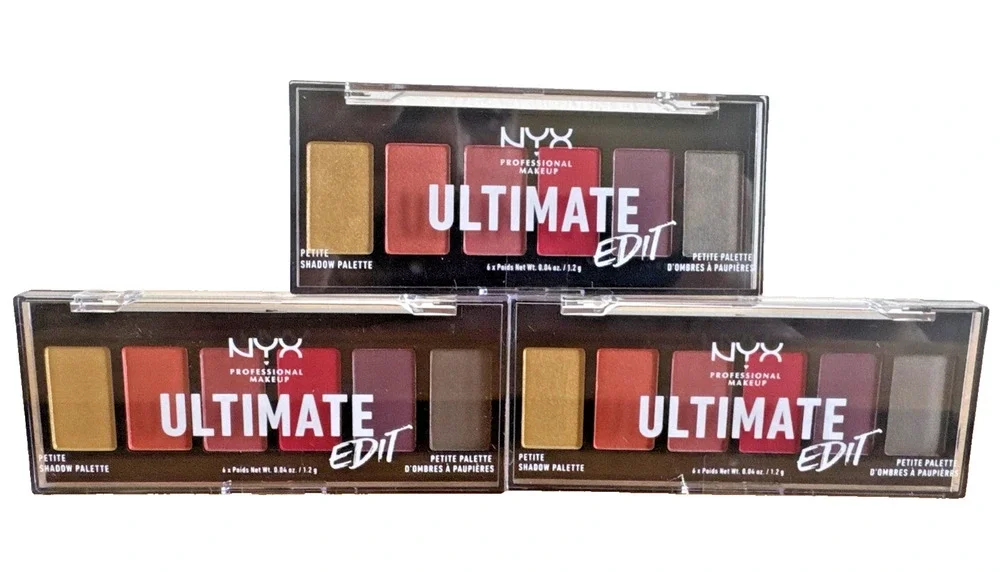(Lot of 3) NYX Ultimate Edit Petite Eyeshadow Palette #03 Phoenix, Matte Shimmer